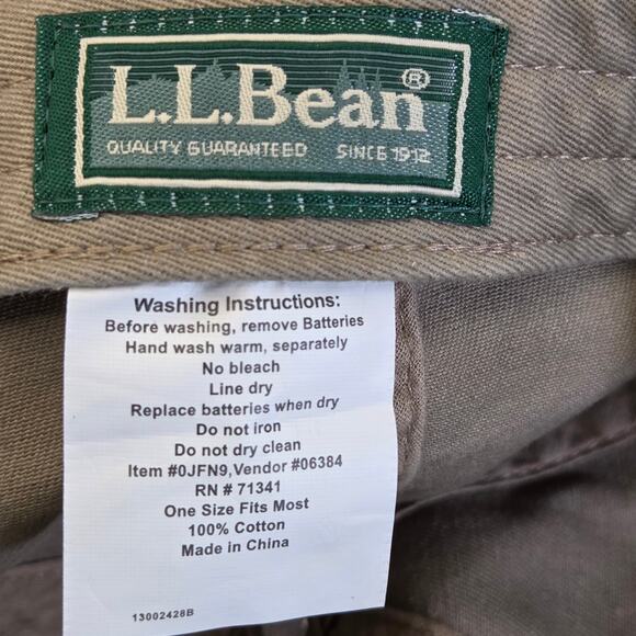 L.L. Bean Khaki LED Lighted Hat Hands-Free Cap Outdoor Fishing Hiking - Picture 7 of 10